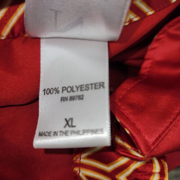 Women's Natori Chinese Style Button Down Blouse Wide Sleeves XL Red Shiny Look - Picture 7 of 7